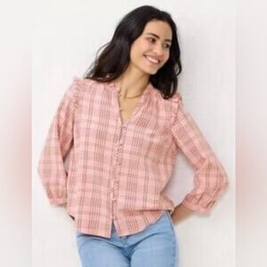 Lauren Conrad - Plaid Button-down Blouse - Size Medium